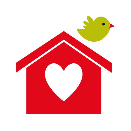 maison rouge avec oiseau